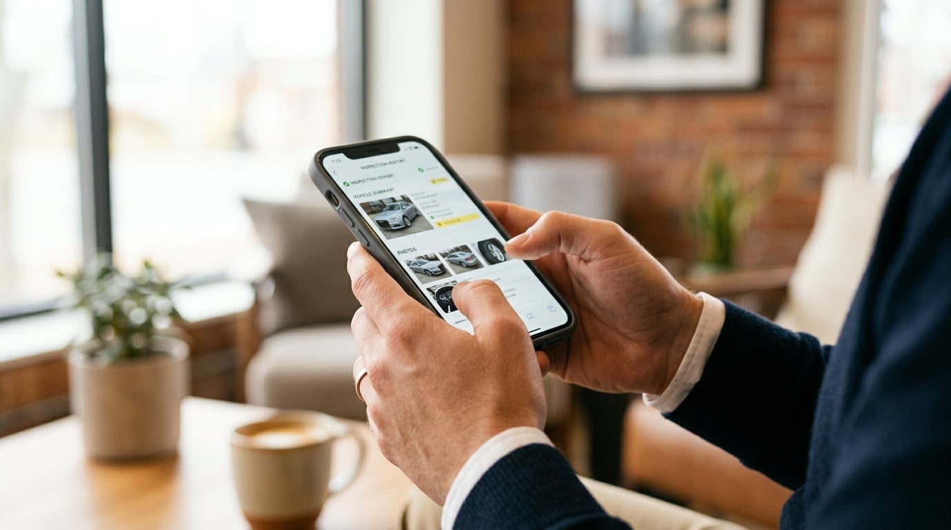 Customer reviewing a digital inspection report on their phone